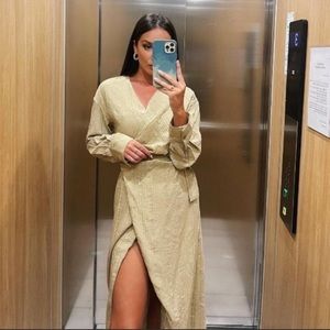 Zara textured wrap dress